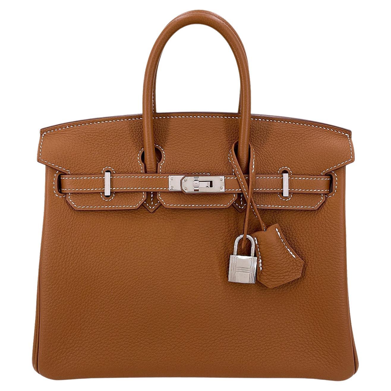 Hermès Gold Togo Birkin 25cm Tote Bag PHW 67913 en vente