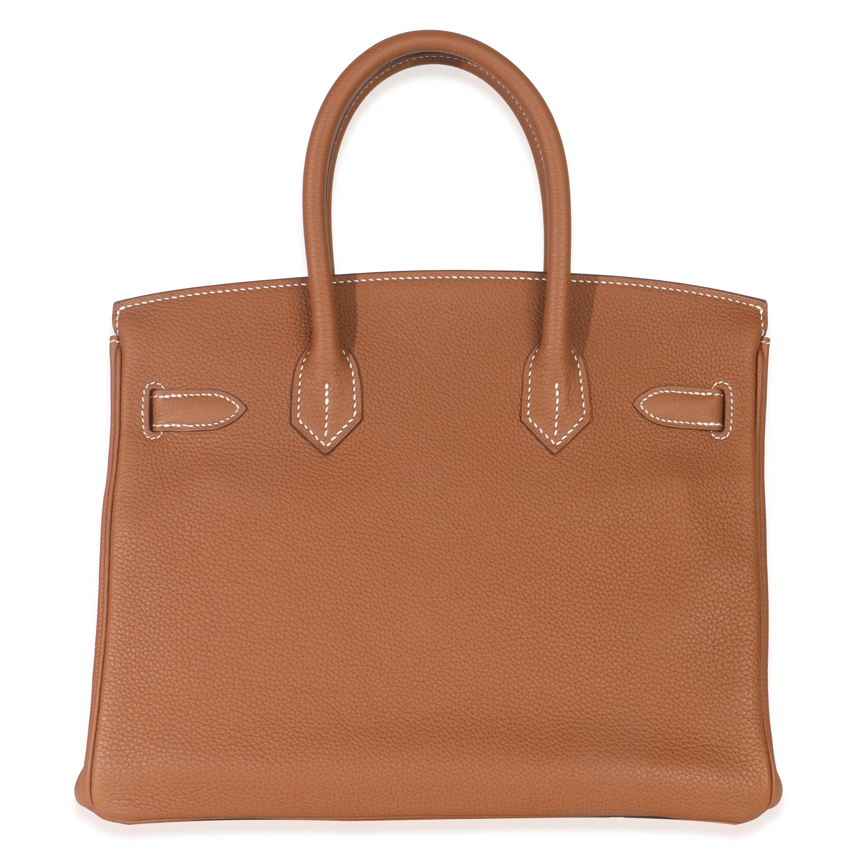 Listing Title: Hermès Gold Togo Birkin 30 GHW
SKU: M149597
Condition: Pre-owned 
Condition Description: The elusive Birkin bag from Hermès was designed after then-artistic director, Jean-Louis Dumas, was sat next to Jane Birkin on a flight from