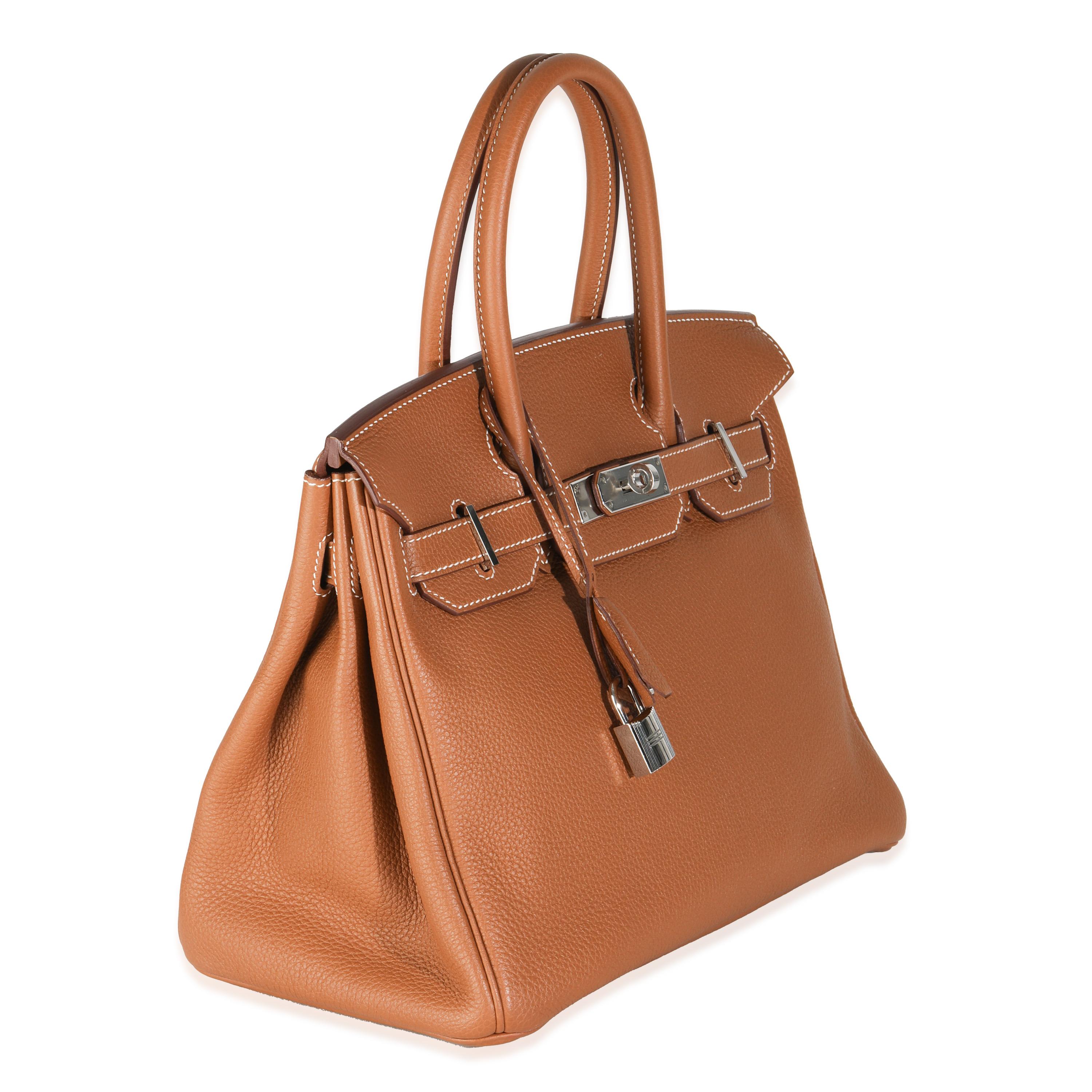 Brown Hermès Gold Togo Birkin 30 PHW For Sale