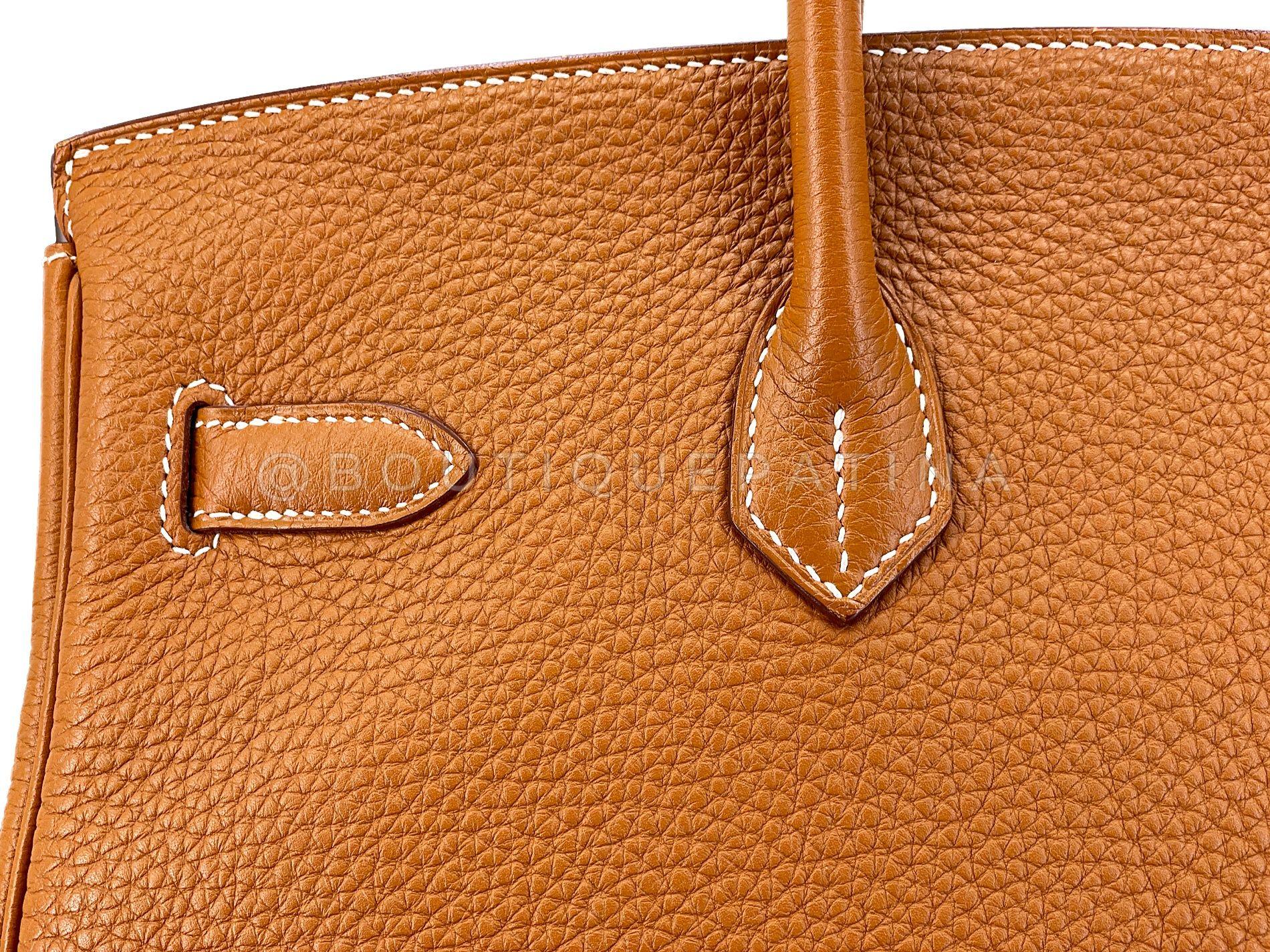 Hermès Gold Togo Birkin Tote Bag 35cm PHW Camel Brown 68060 For Sale 7