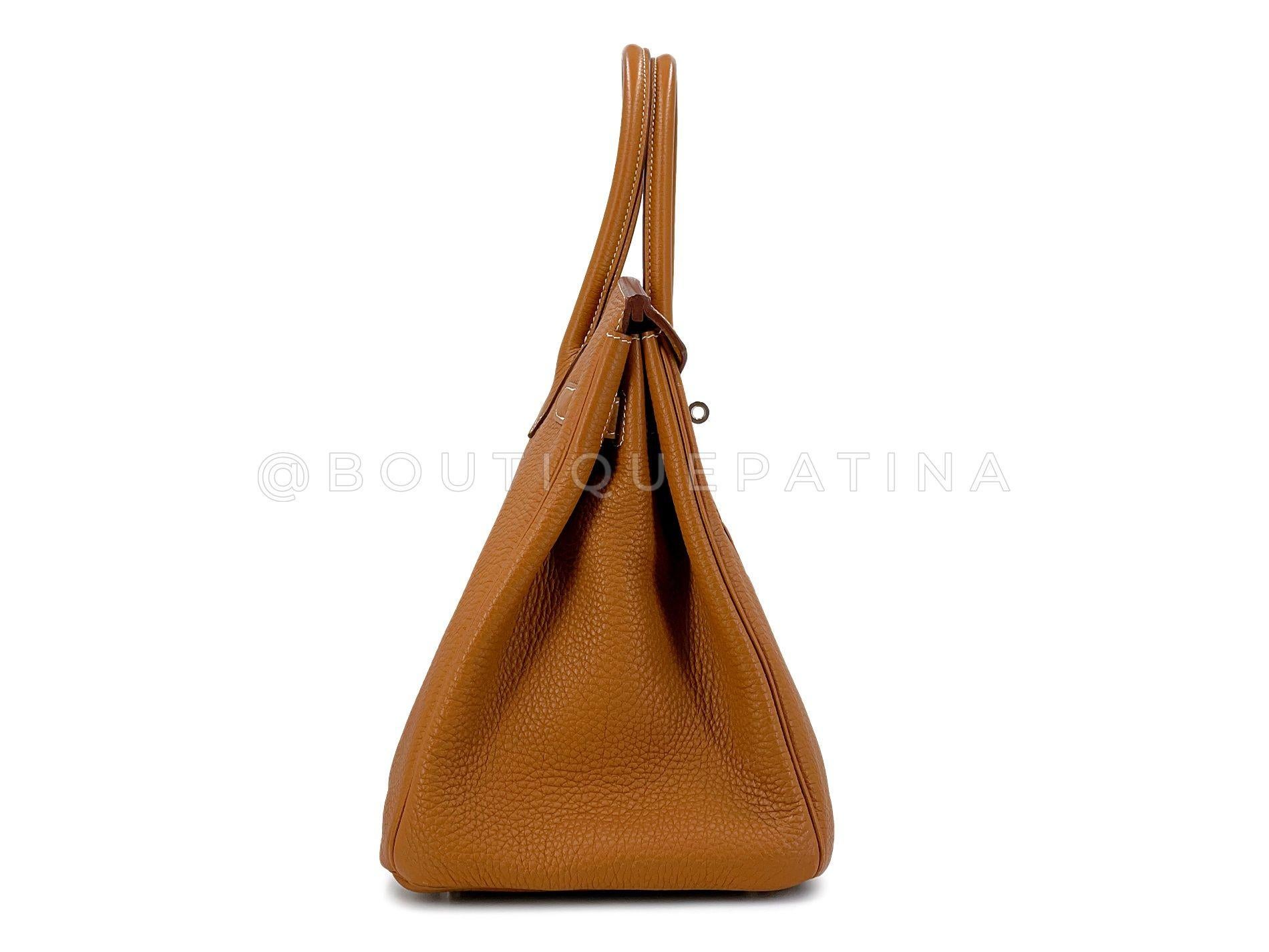 Hermès Gold Togo Birkin Tote Bag 35cm PHW Camel Brown 68060 In Excellent Condition For Sale In Costa Mesa, CA