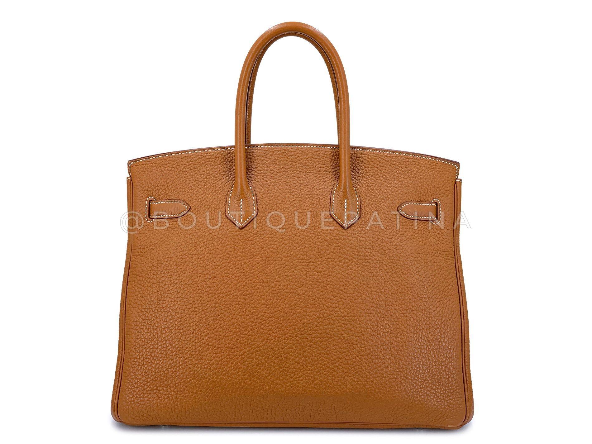 Women's Hermès Gold Togo Birkin Tote Bag 35cm PHW Camel Brown 68060 For Sale