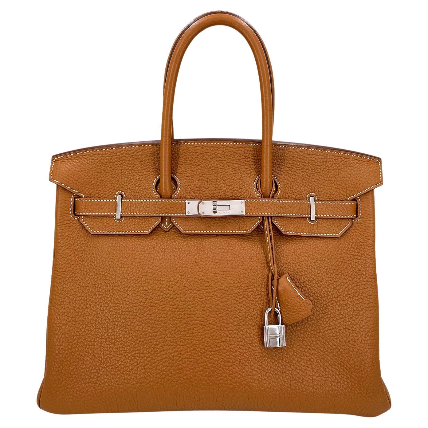Hermès Gold Togo Birkin Tote Bag 35cm PHW Camel Brown 68060 For Sale