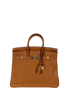 Hermes Gold Togo Leather 25cm Birkin Bag Gold Hardware w/ Box