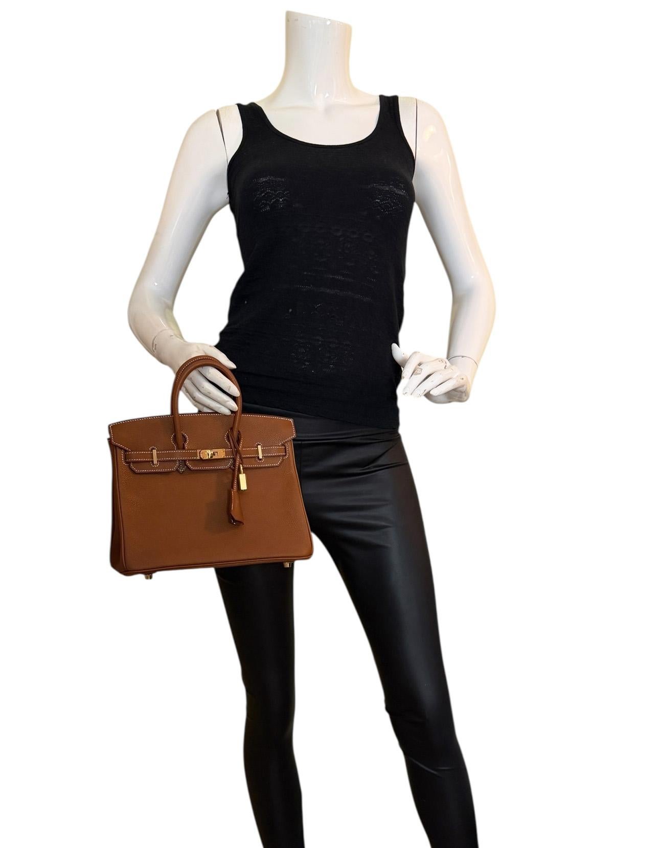 Hermes Gold Togo Leather 25cm Birkin Bag Gold Hardware w/ Box Excellent état - En vente à New York, NY