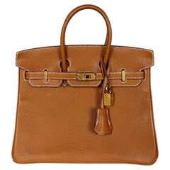 Hermes Gold Togo Leather 25cm Birkin Bag Gold Hardware w/ Box