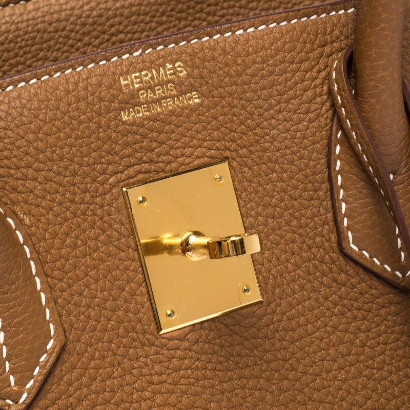 Hermes Gold Togo Leather Gold Hardware Birkin 35 Bag 6