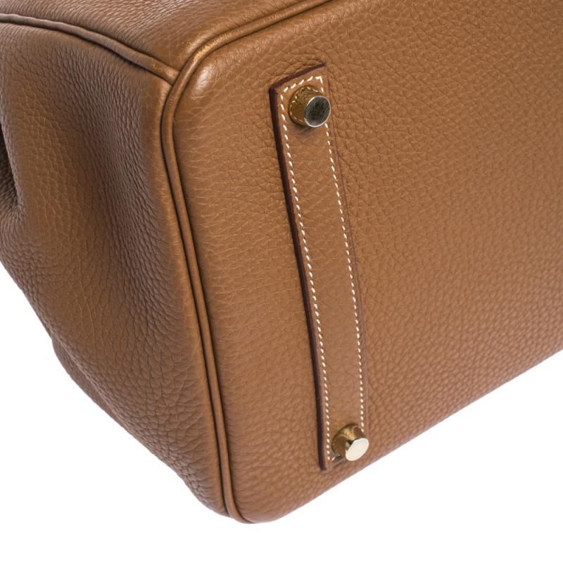 Hermes Gold Togo Leather Gold Hardware Birkin 35 Bag 8