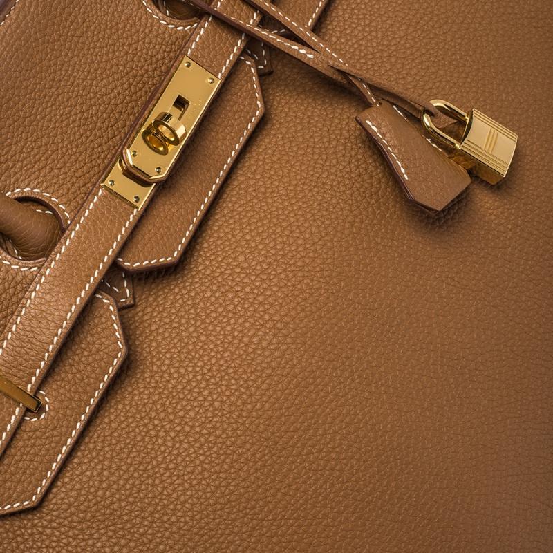 Hermes Gold Togo Leather Gold Hardware Birkin 35 Bag 2