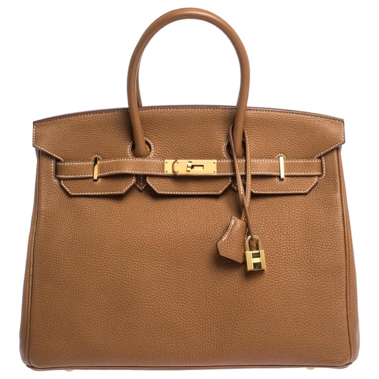 Hermes Gold Togo Leather Gold Hardware Birkin 35 Bag