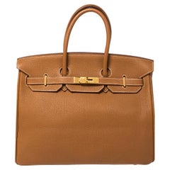 Hermes Gold Togo Leather Gold Hardware Birkin 35 Bag