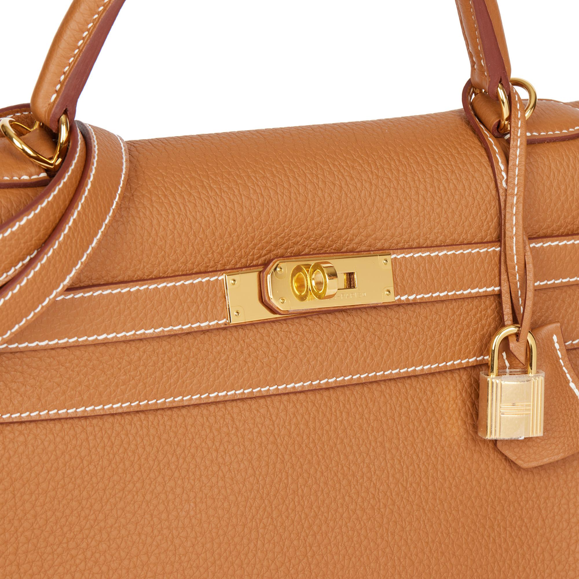 Hermès GOLD TOGO LEATHER KELLY 32CM RETOURNE In Excellent Condition In Bishop's Stortford, Hertfordshire