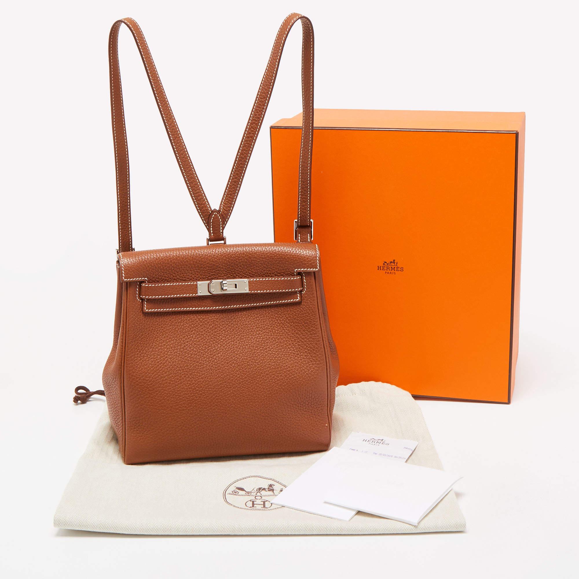 Hermes Gold Togo Leather Kelly Ado Backpack 10