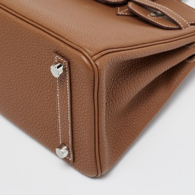 Hermes Gold Togo Leather Palladium Finish Birkin 25 Bag For Sale 3