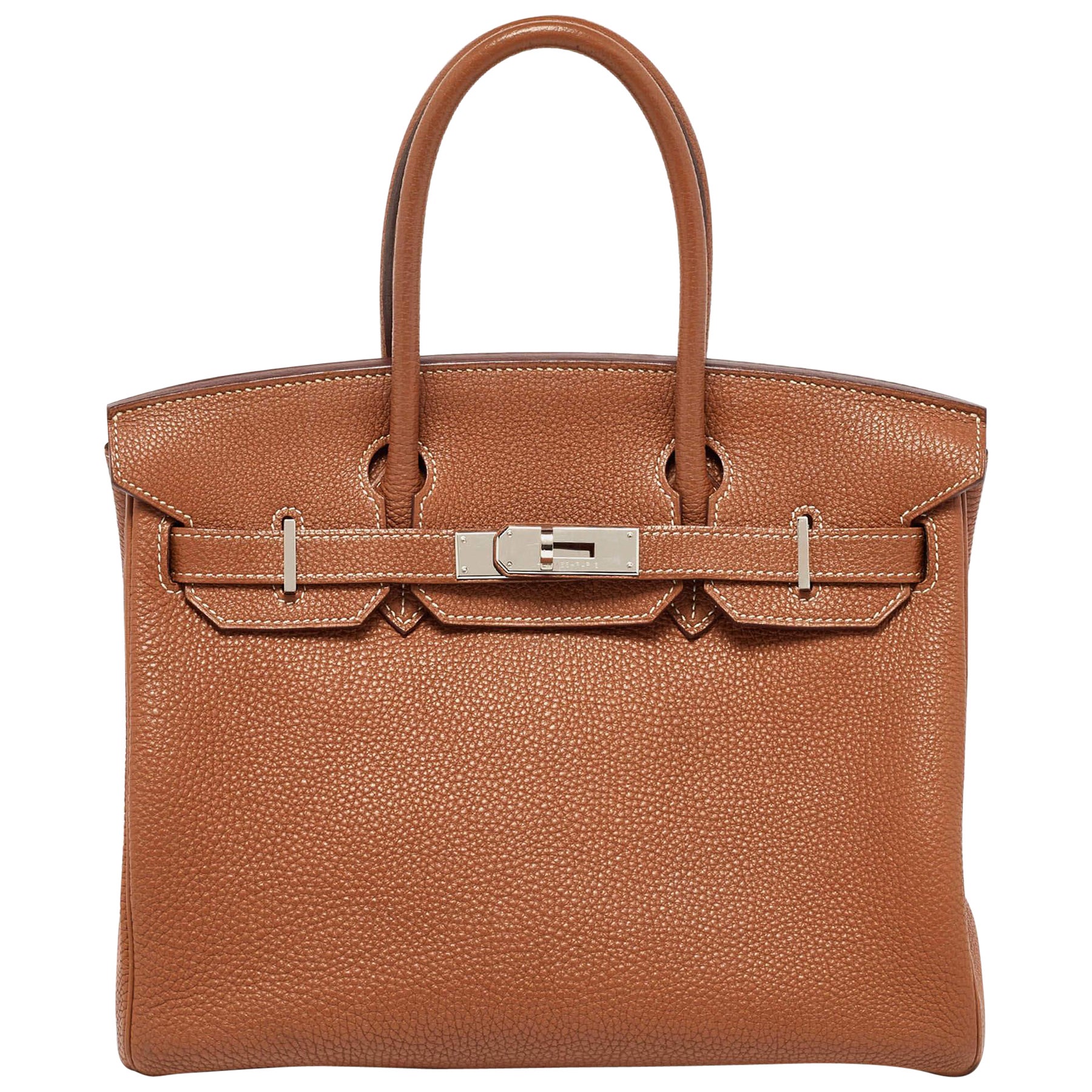 Hermes Gold Togo Leather Palladium Finish Birkin 30 Bag