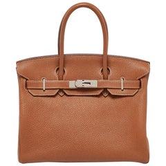 Hermes Gold Togo Leather Palladium Finish Birkin 30 Bag