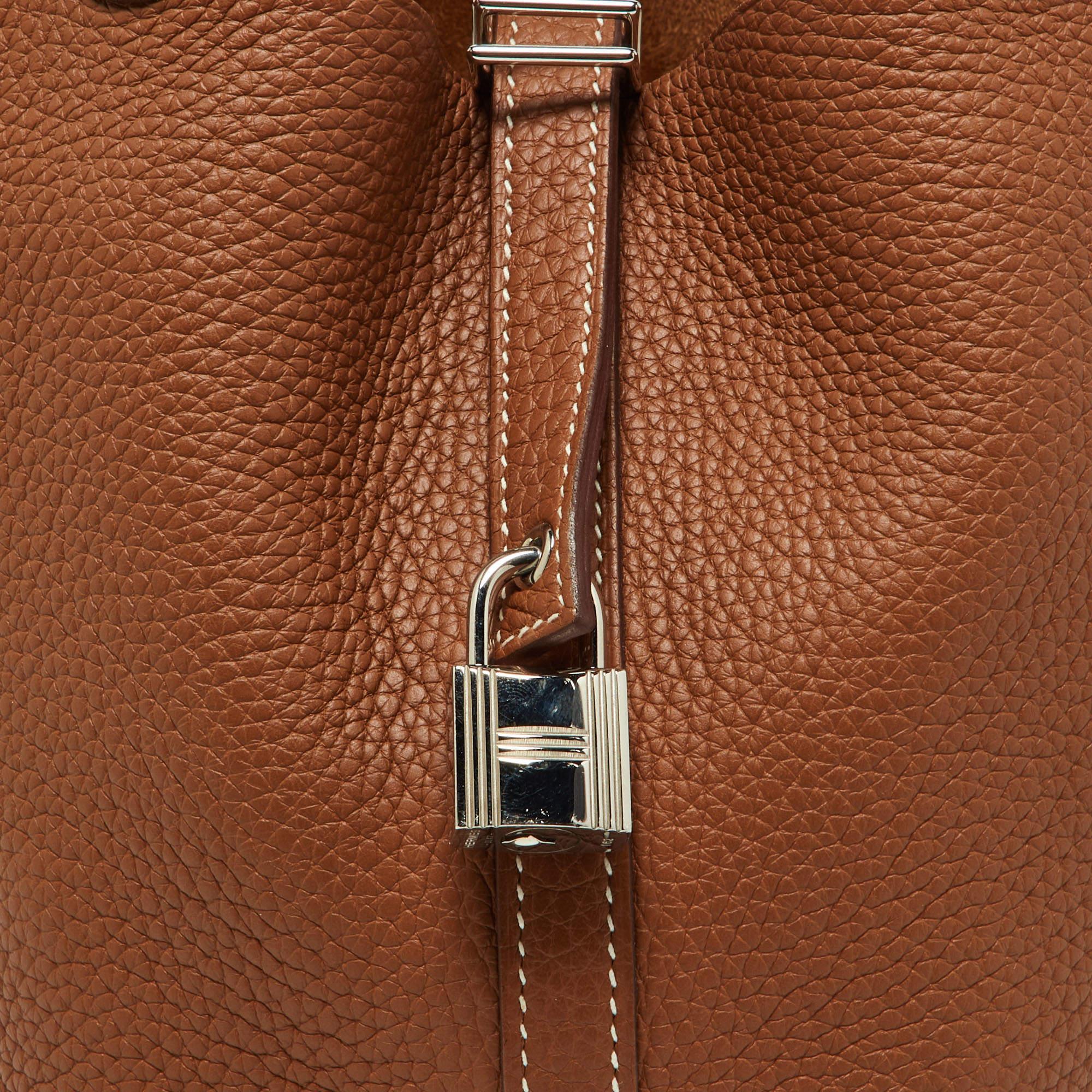 Women's Hermes Gold Togo Leather Picotin Lock 18 Bag