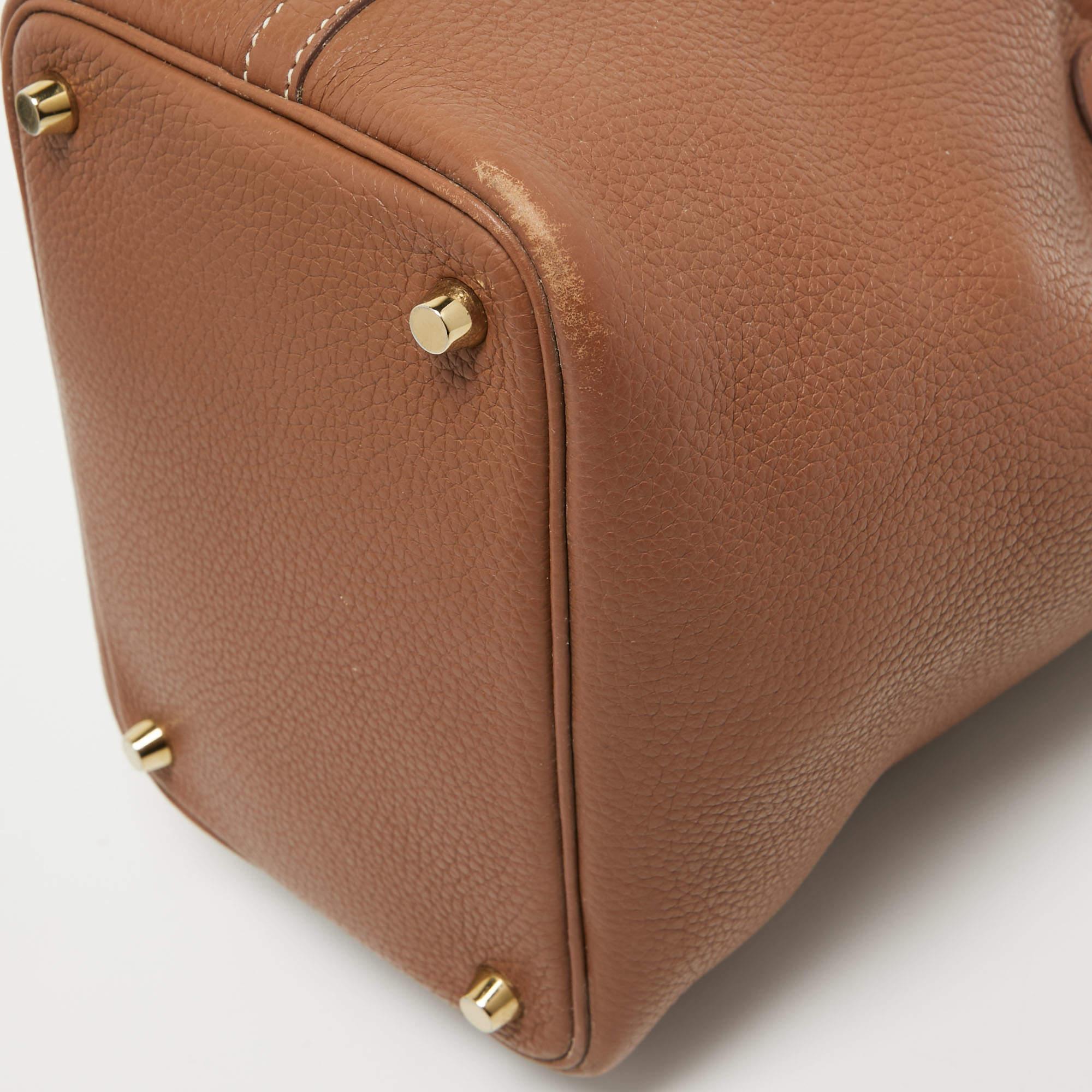 Hermes Gold Togo Leather Picotin Lock 18 Bag For Sale 2