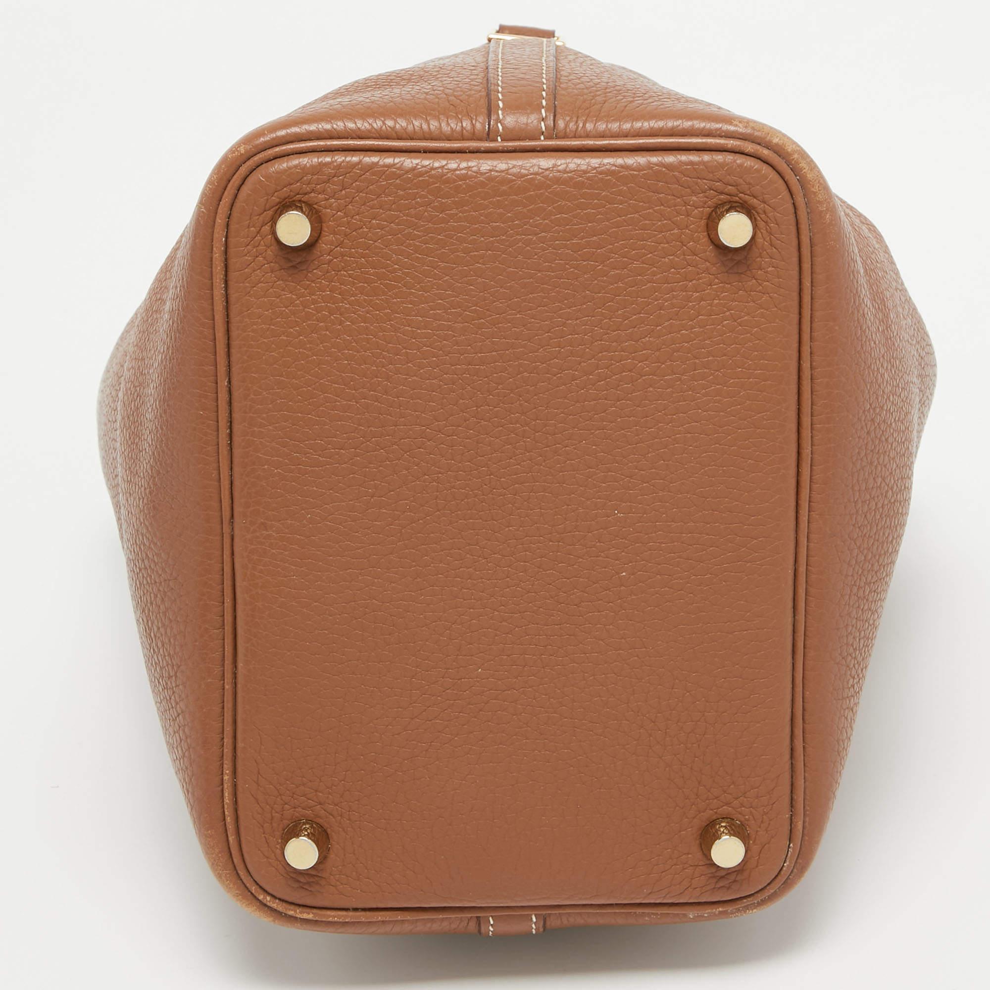 Hermes Gold Togo Leather Picotin Lock 18 Bag For Sale 4