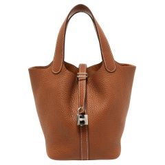 Hermes Gold Togo Leather Picotin Lock 18 Bag