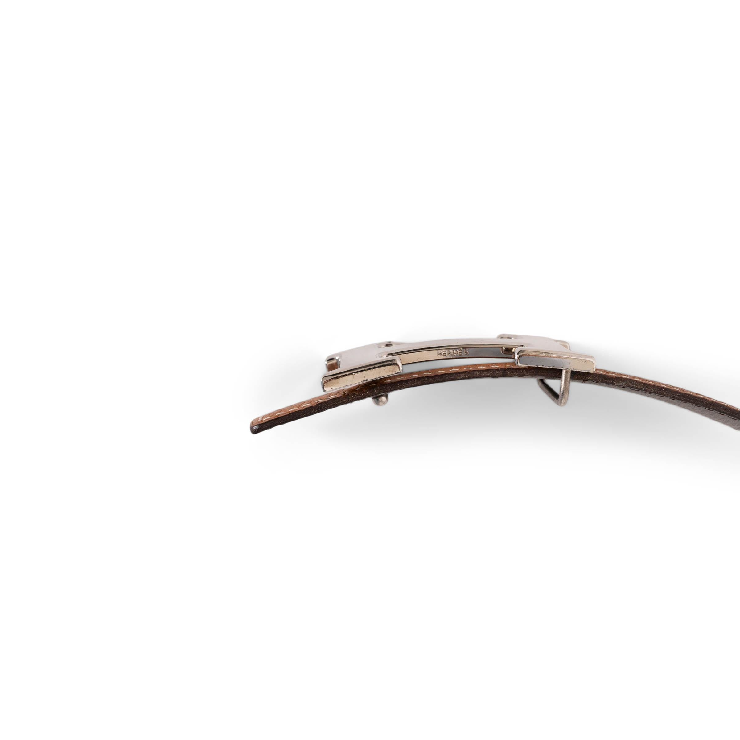 HERMES Oro Togo Marron Fonce Caja REVERSIBLE 32MM H Hebilla Cinturón 85 en venta 5