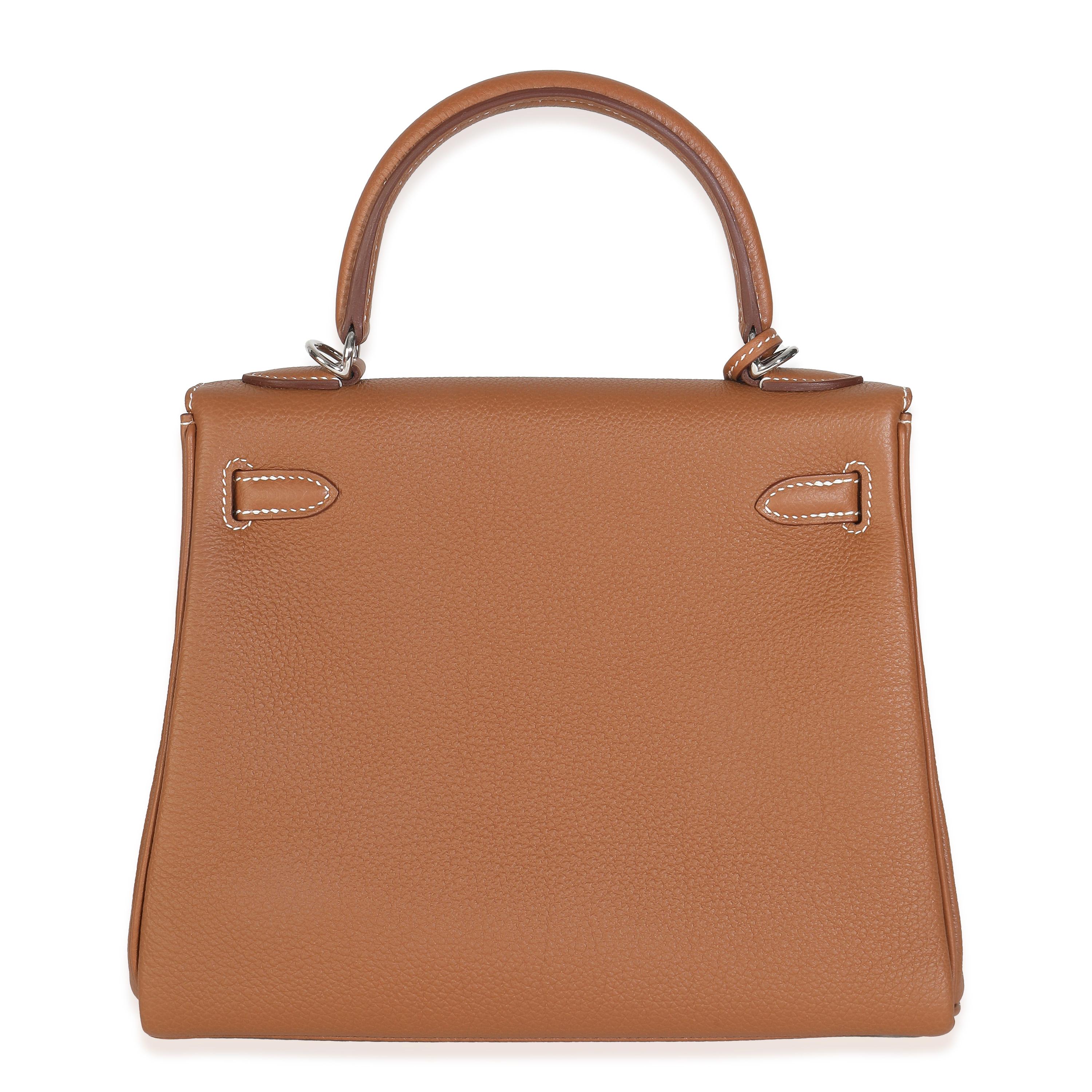 Marrone Hermès Oro Togo Retourne Kelly 25 PHW in vendita