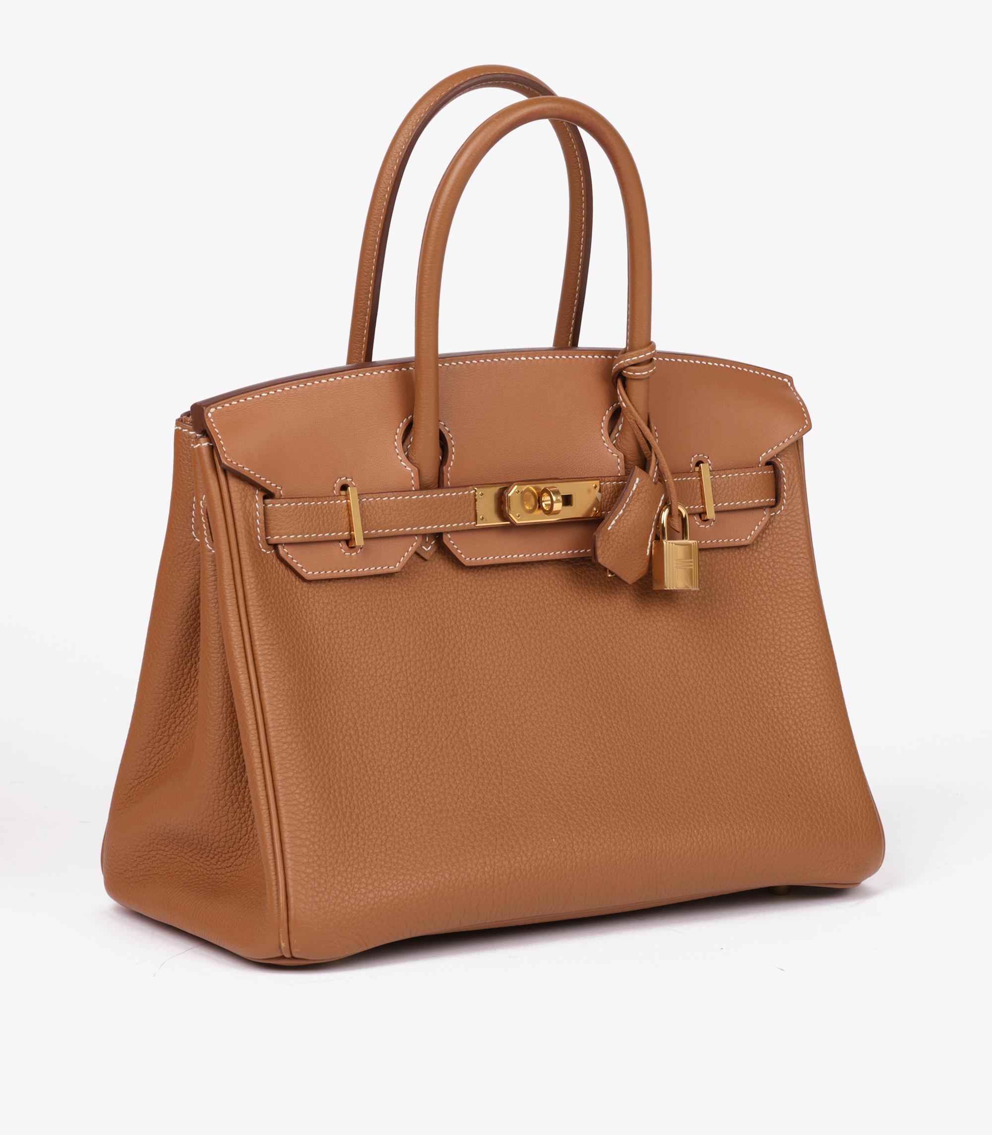 Hermès Gold Togo & Swift Leather, Natural Toile Canvas 3 In 1 Birkin 30cm Retour In Excellent Condition In Bishop's Stortford, Hertfordshire