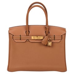 Hermès Gold Togo & Swift Leather, Natural Toile Canvas 3 In 1 Birkin 30cm Retour