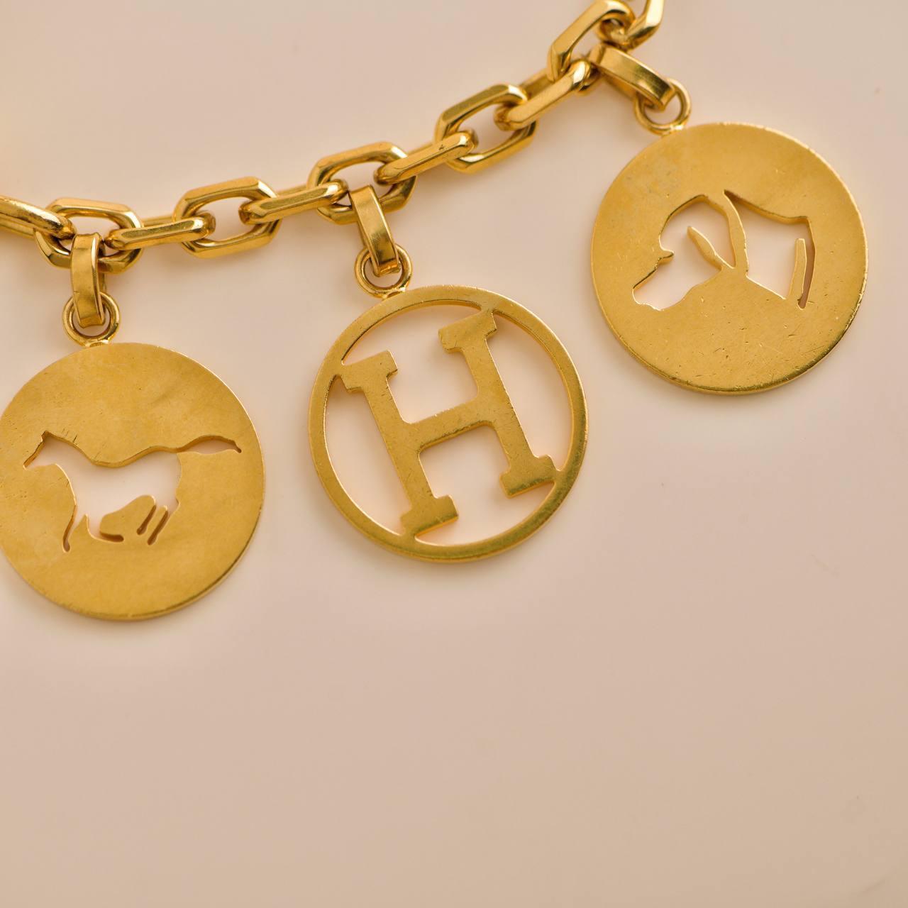 Brown Hermes Gold Tone Breloque Olga Bag Charm Amulette