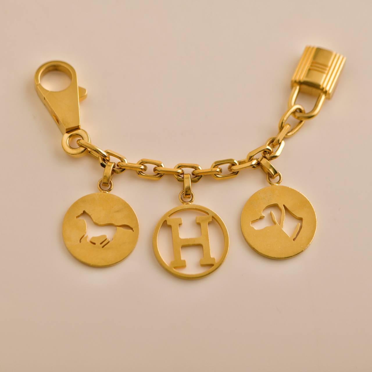 Hermes Gold Tone Breloque Olga Bag Charm Amulette In Excellent Condition In Banbury, GB