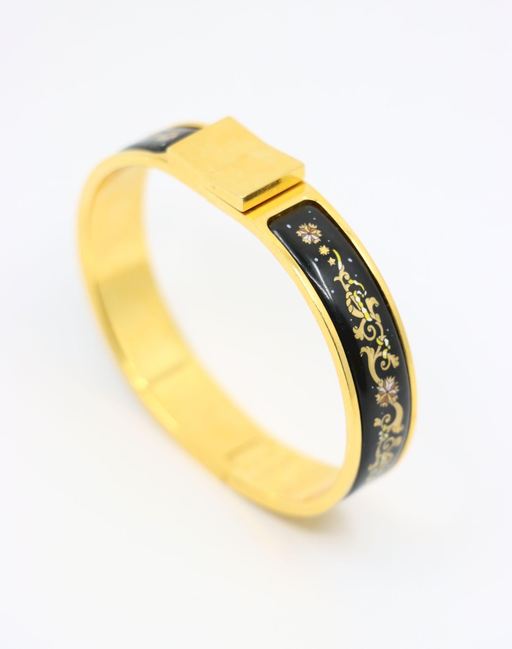 Hermes - Bracelet en émail à motifs dorés Pour femmes en vente