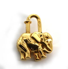 Hermes Gold Toned Elephant Cadena Bag Charm, 1988