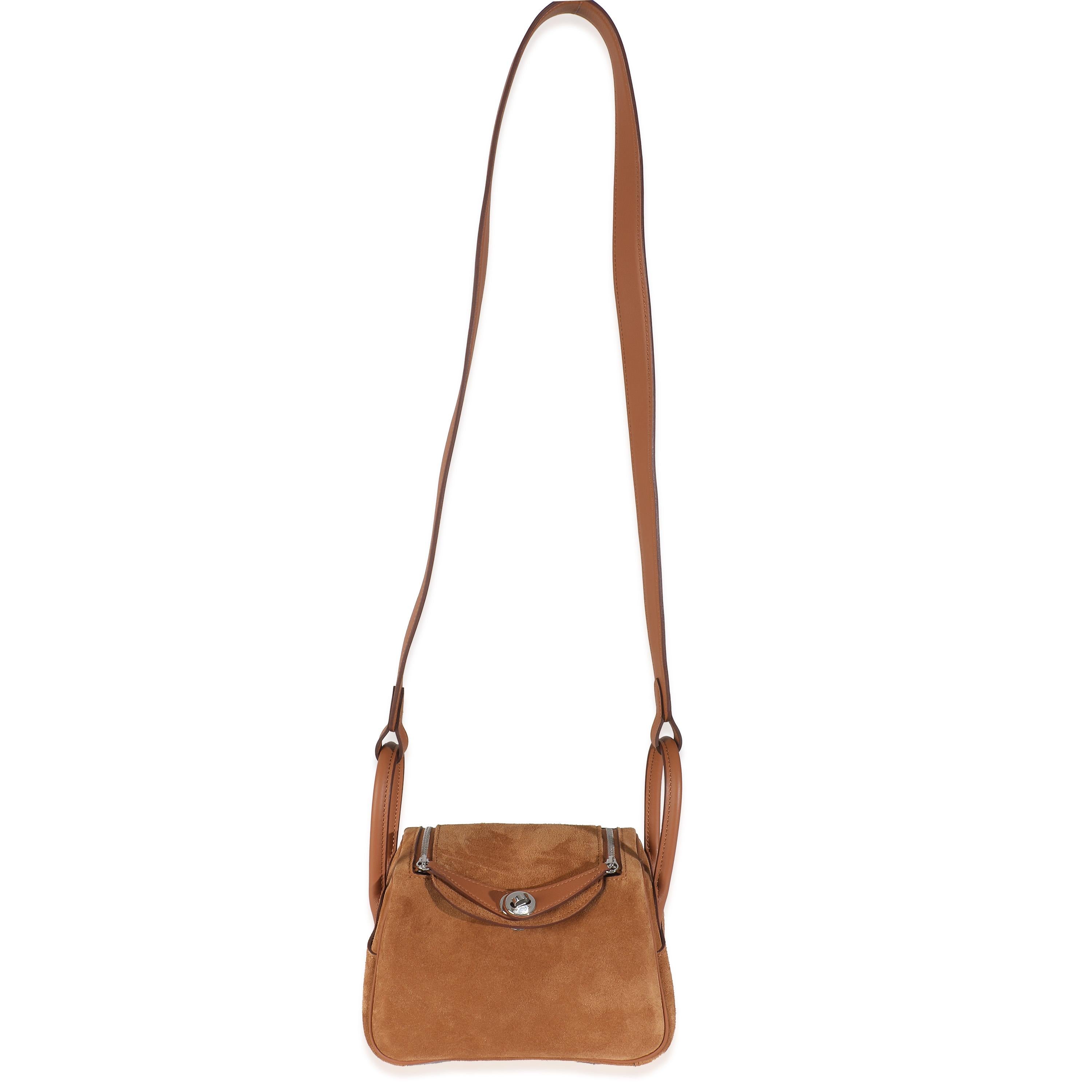 Hermès Gold Veau Grizzly Swift Mini Lindy 20 PHW For Sale 2