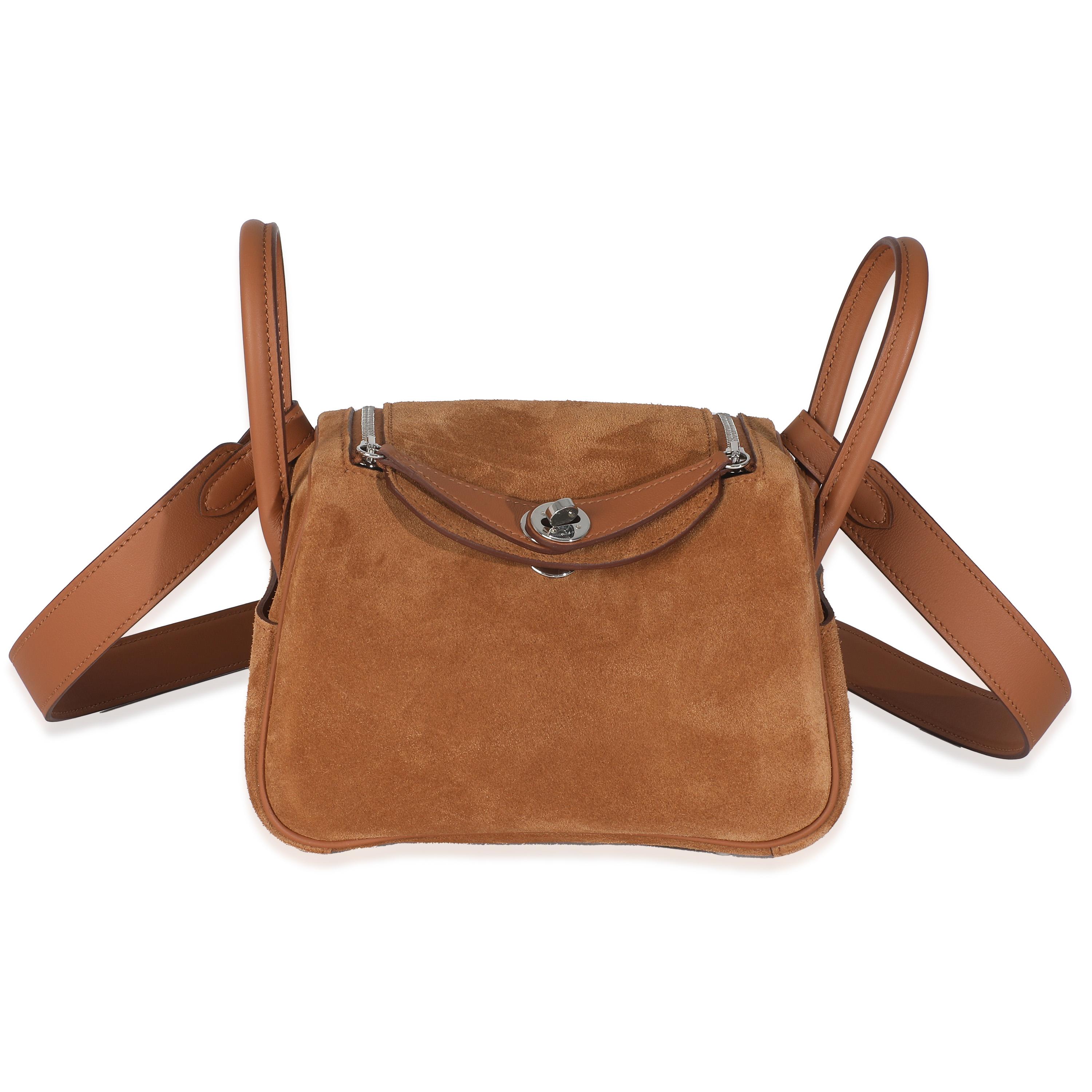 Hermès Gold Veau Grizzly Swift Mini Lindy 20 PHW For Sale