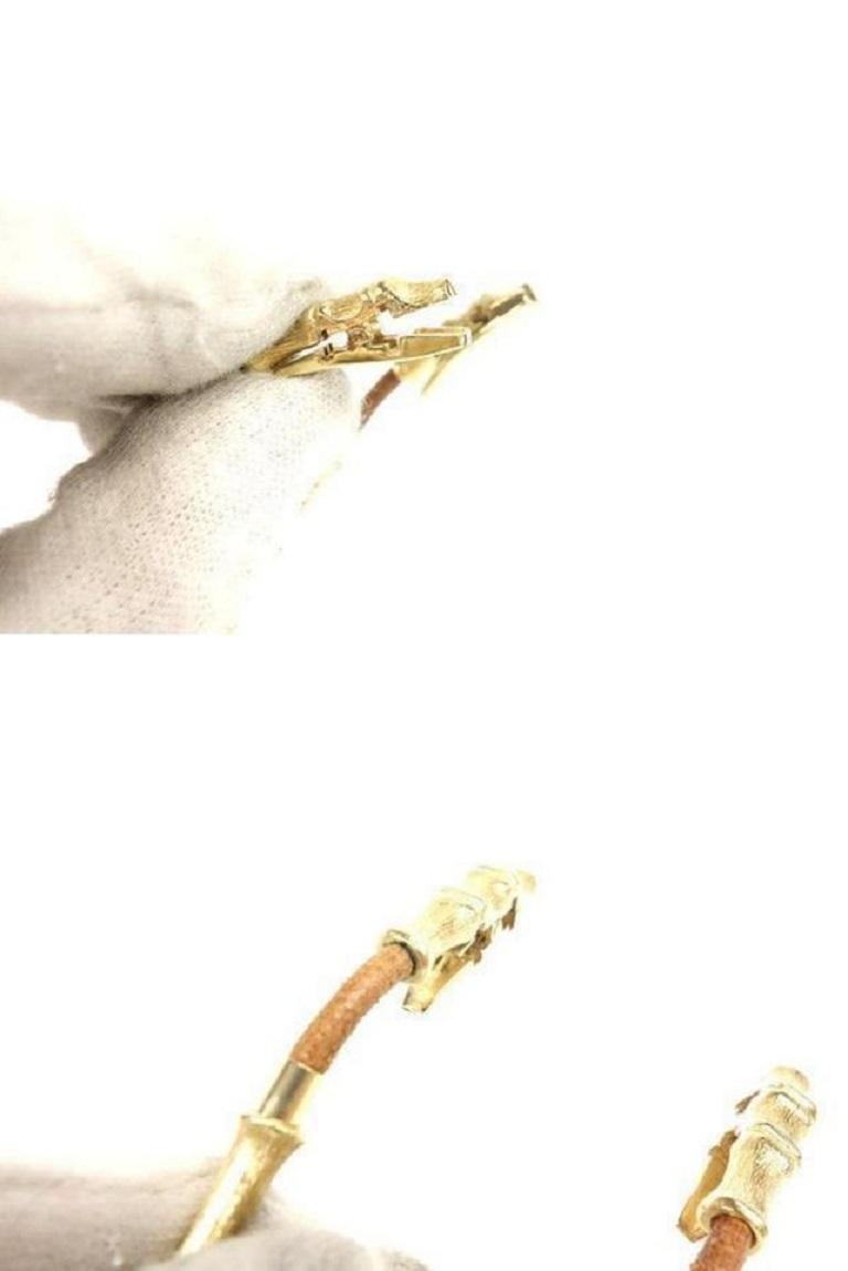 Hermès Gold X Brown Plated Bamboo H Logo Scarf Clip Necklace 236047 2