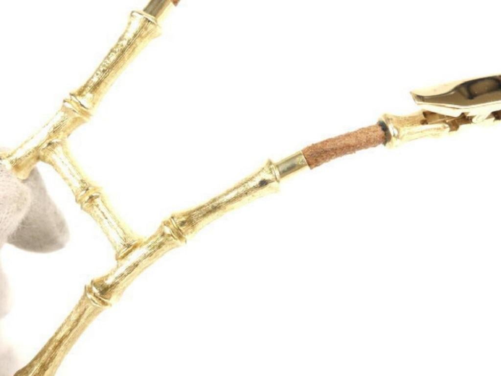 Hermès Gold X Brown Plated Bamboo H Logo Scarf Clip Necklace 236047 5