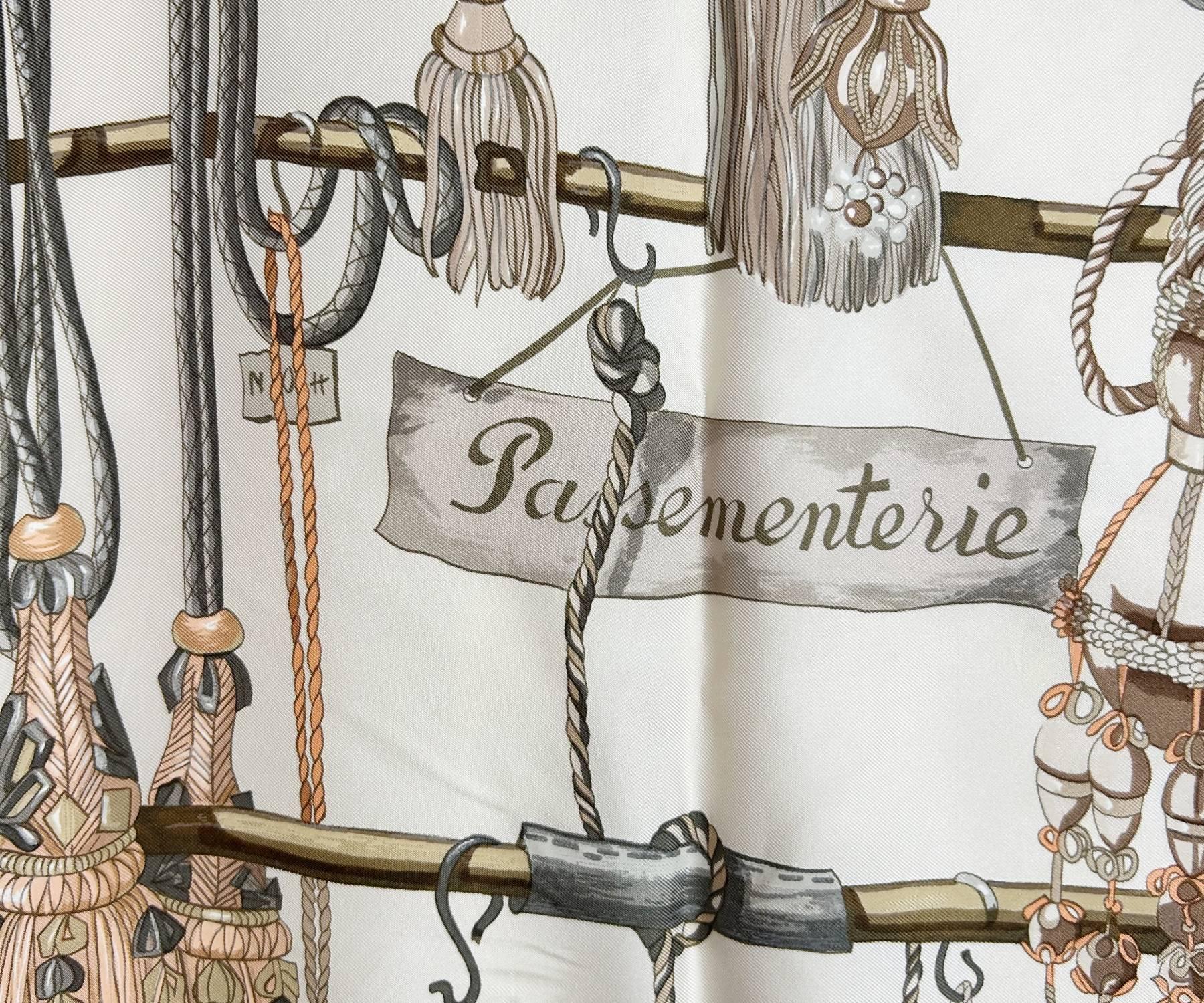 Artisan Hermes Golden Beige Passementerie Tassel Scarf For Sale