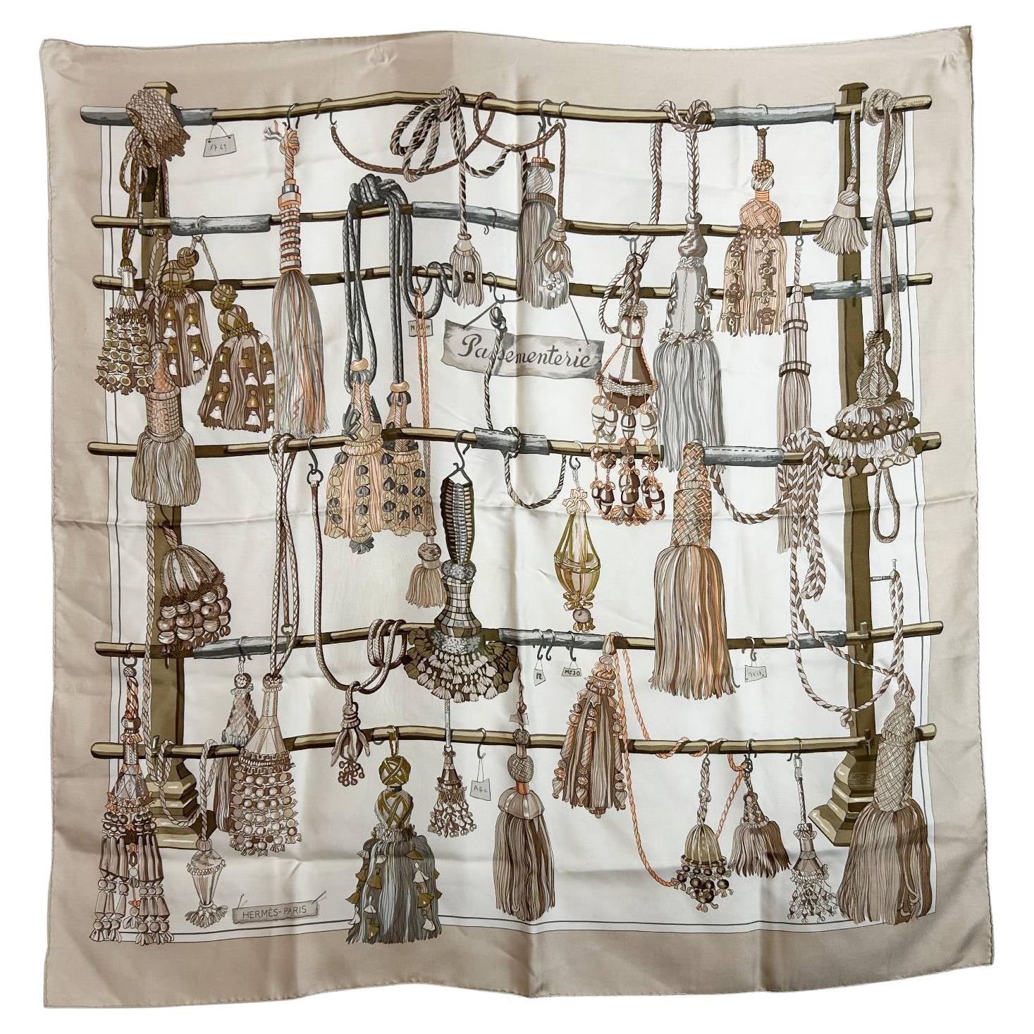 Hermes Golden Beige Passementerie Tassel Scarf For Sale