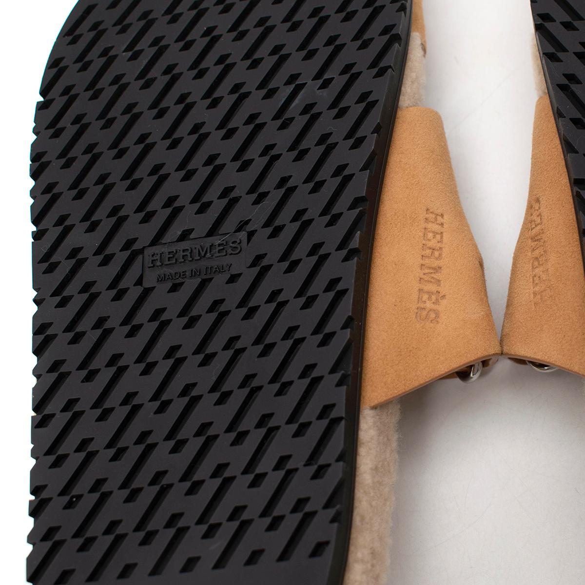 Hermes Golden Beige Shearling Chypre Sandal - Sold Out - Us size 7.5 2