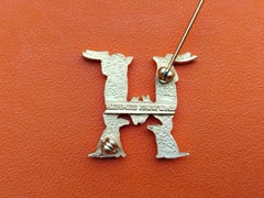 Hermès Golden Metal Brooch Does and Dogs Forming an H Alphabet III