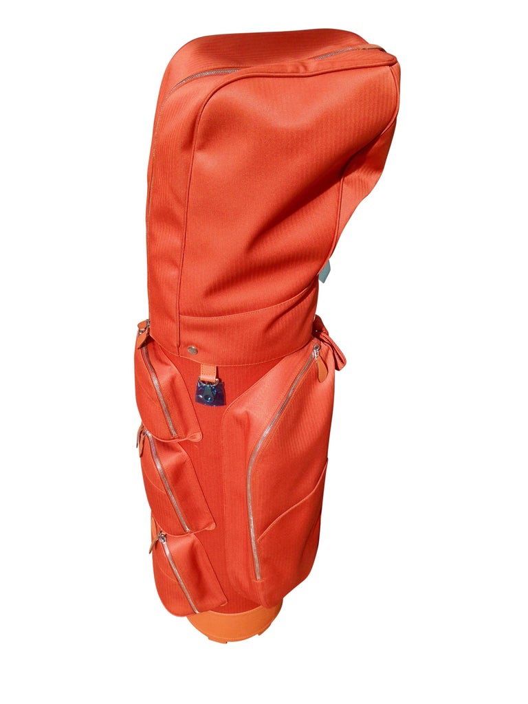 Hermes Golf Bag Limited Edition Tangerine Color Buffalo Leather, Made in  France For Sale at 1stDibs