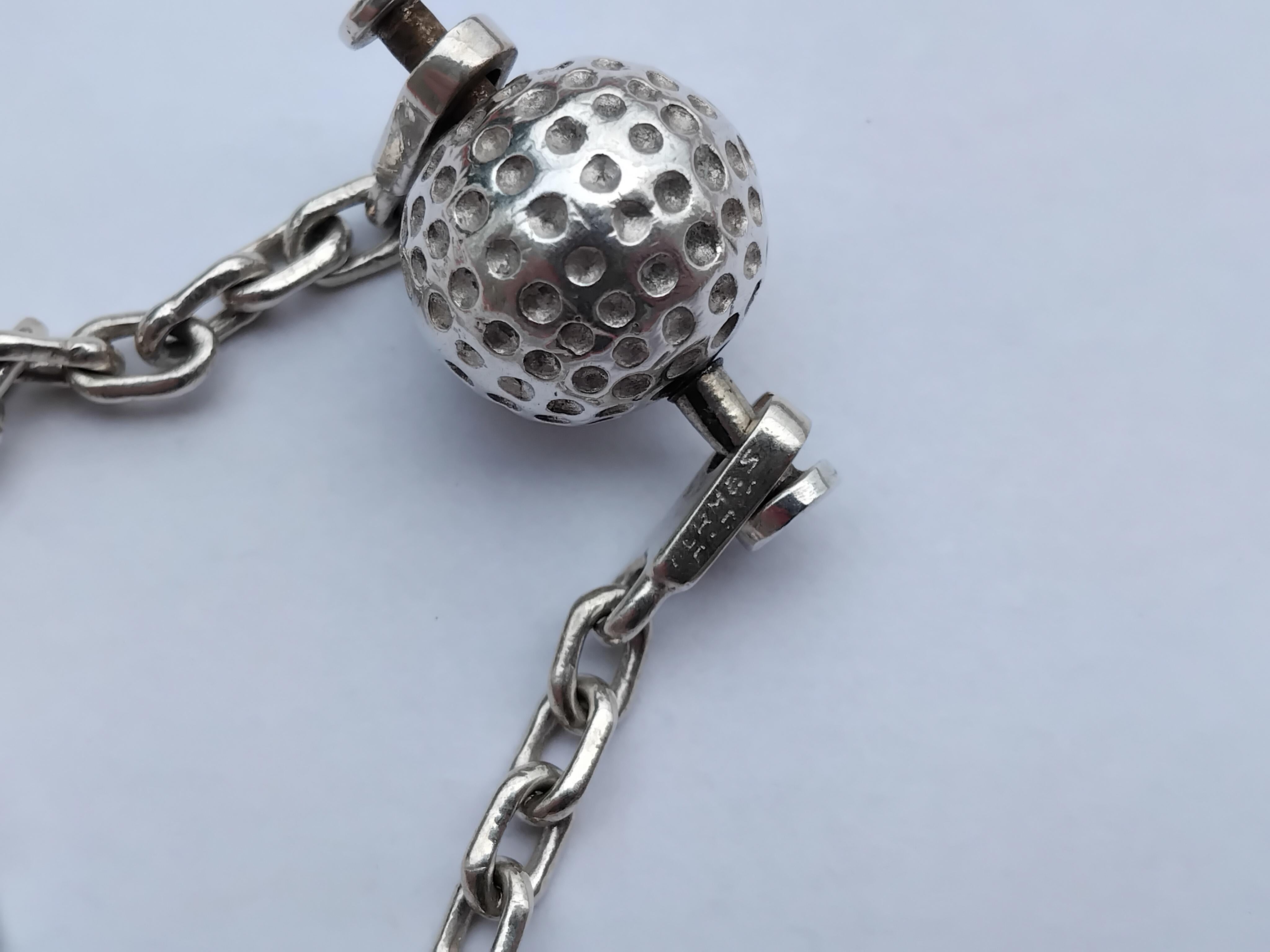 Hermès Golf Ball Key Holder Key Ring Silver in vendita 6
