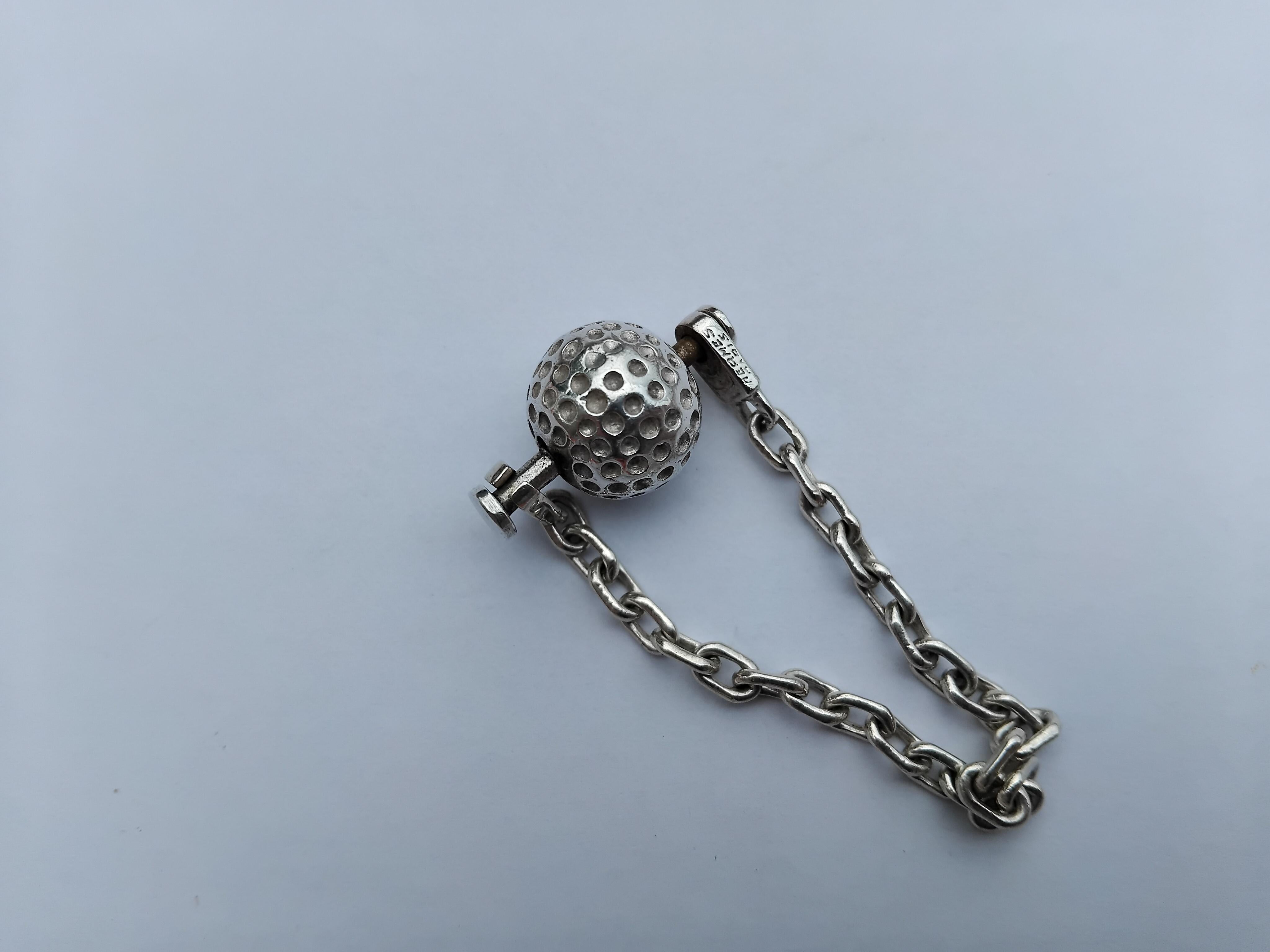 Argento Hermès Golf Ball Key Holder Key Ring Silver in vendita