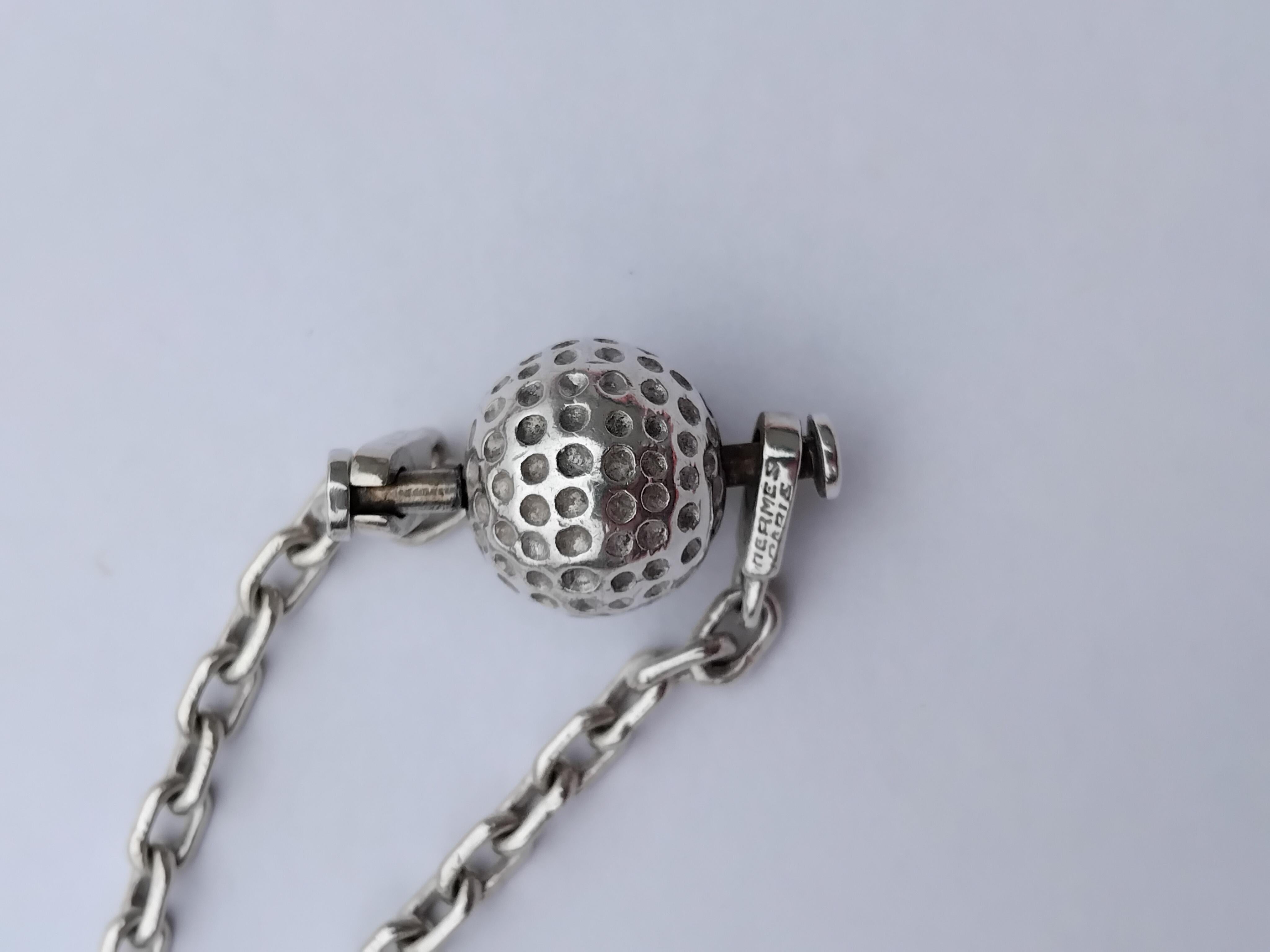 Hermès Golf Ball Key Holder Key Ring Silver in vendita 5