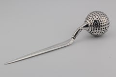 Hermes Golf Motif Silver Plate Letter Opener