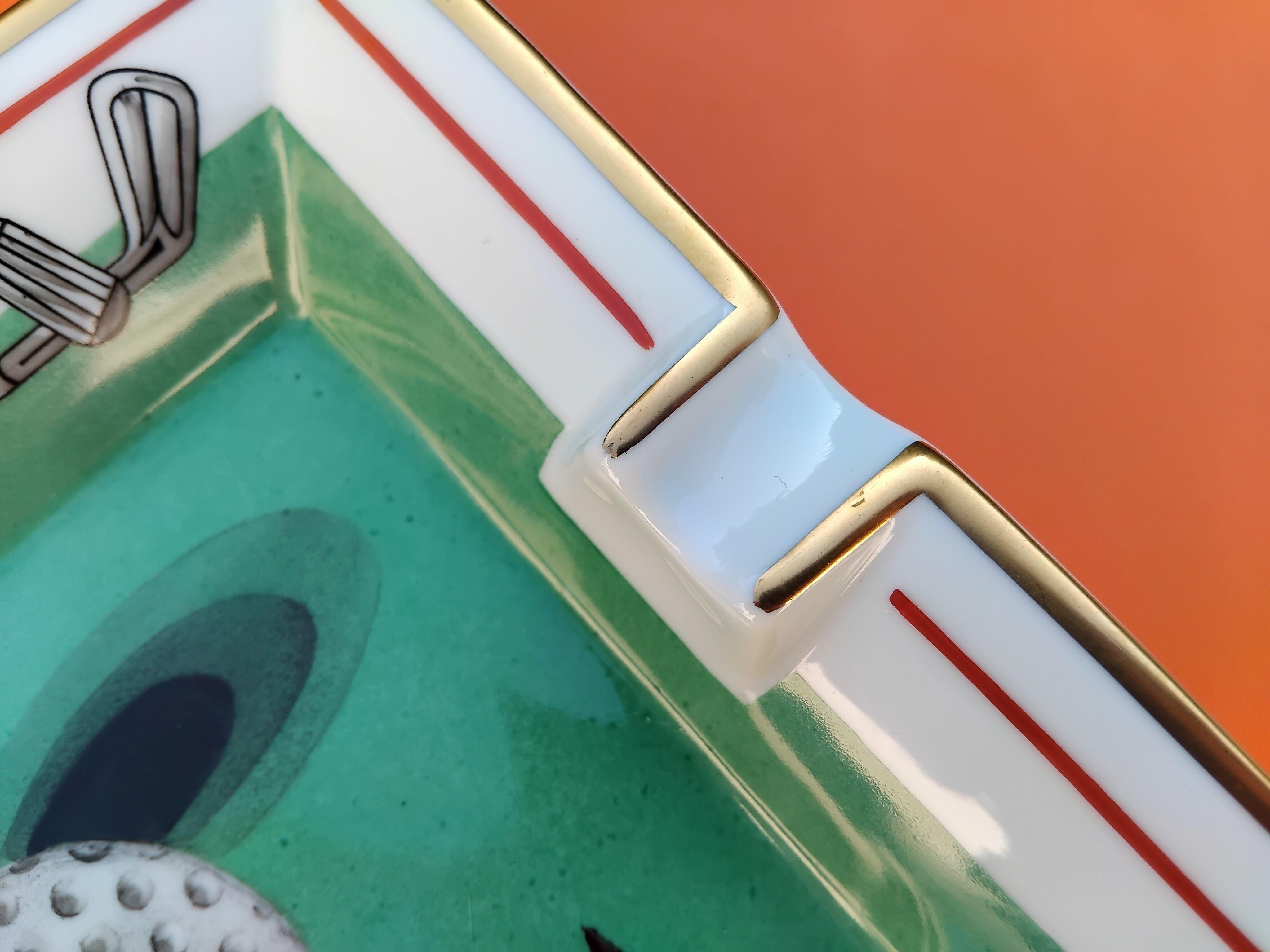 Hermès Golf Print Cigar Ashtray Change Tray Porcelain Gold 7