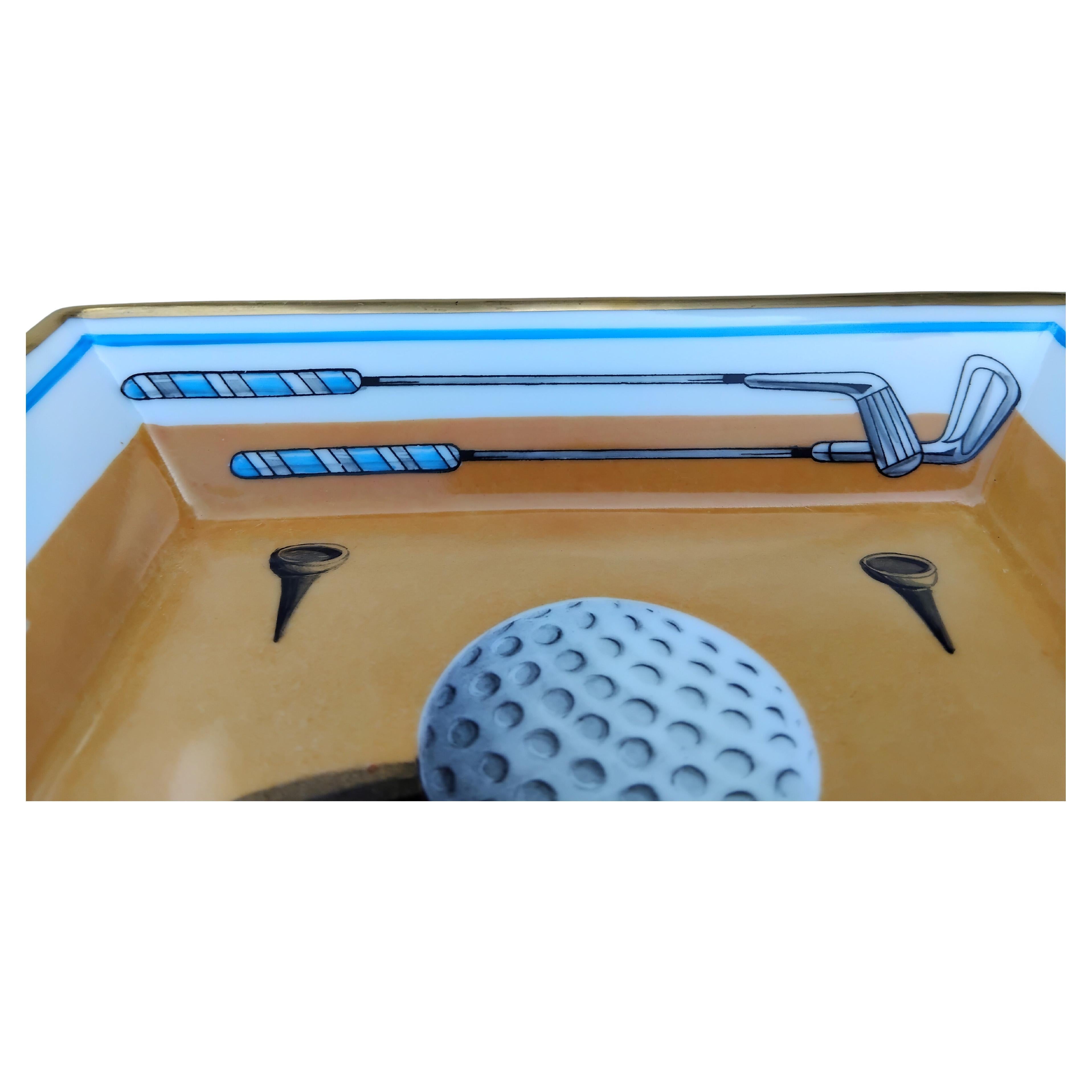 Hermès Cendrier Cigare Impression Golf Porcelaine Or 6