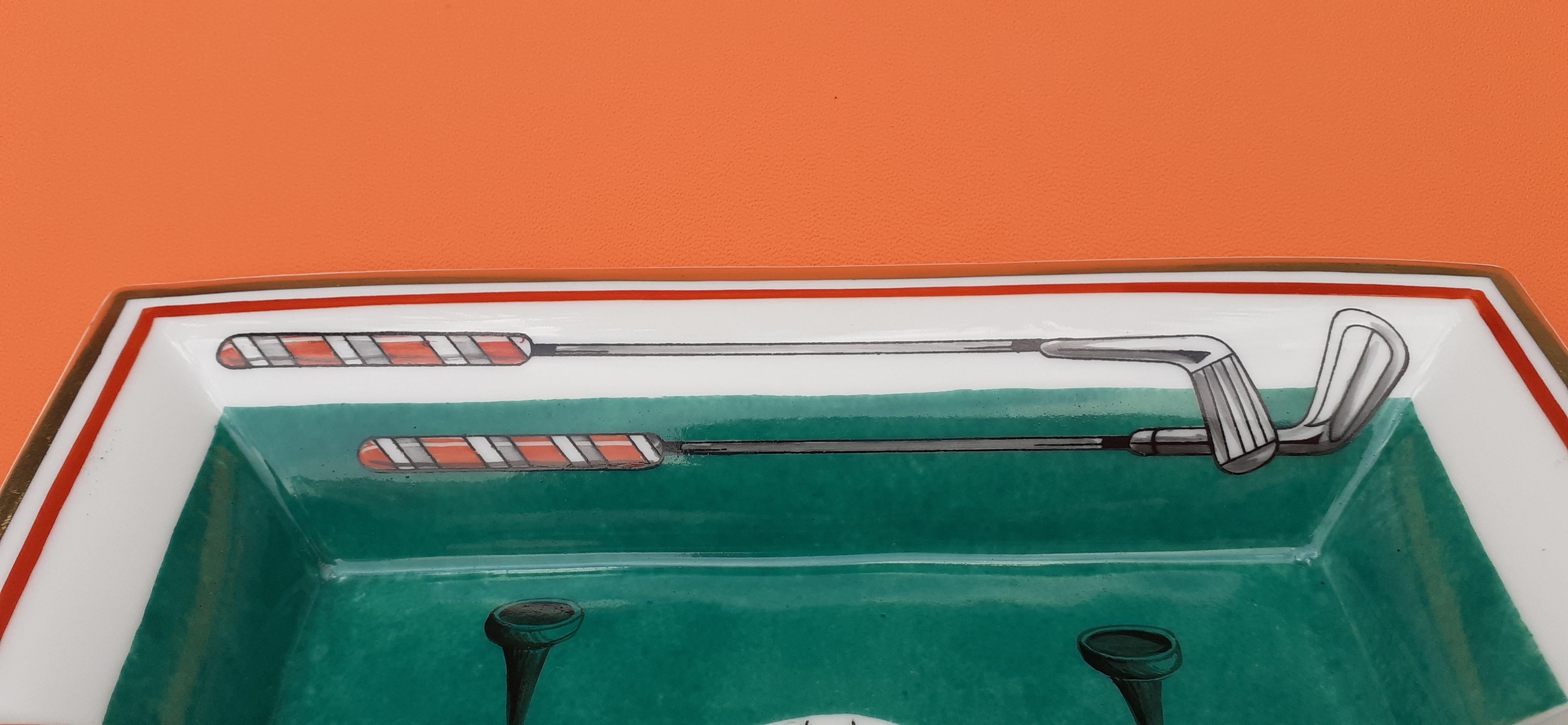 Hermès Golf Print Cigar Ashtray Change Tray Porcelain Gold 6