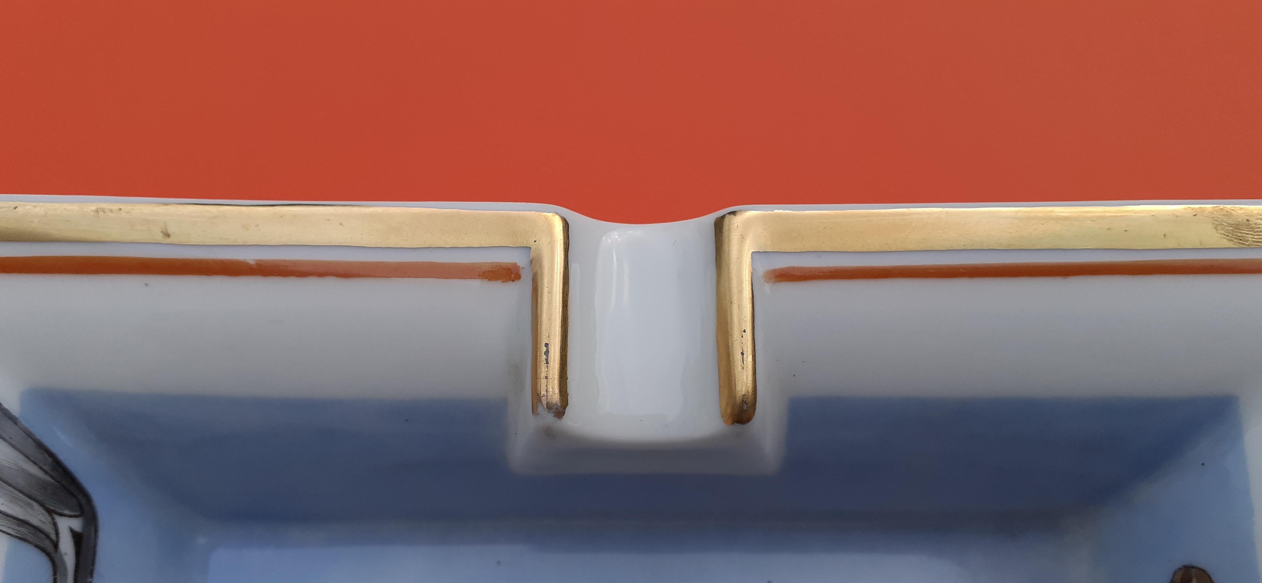 Hermès Golf Print Cigar Ashtray Change Tray Porcelain Gold 6