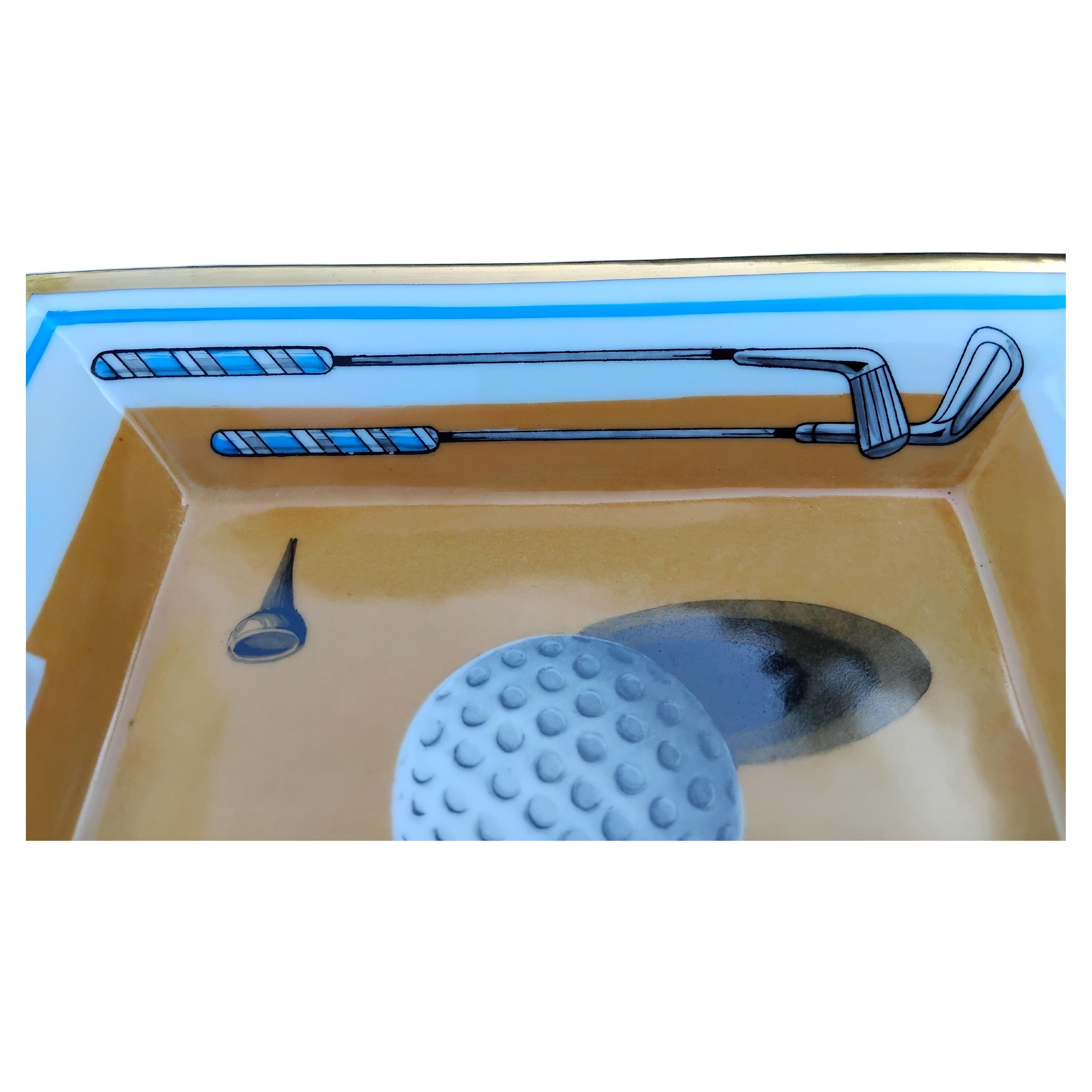 Hermès Cendrier Cigare Impression Golf Porcelaine Or 7